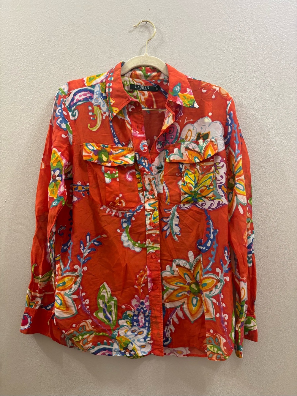 Ralph Lauren orange Multicolor Floral Button-Down Shirt